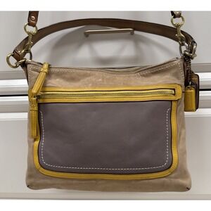 Coach Poppy Leather Colourblock‎ Crossbody Or Purse Bag Vermillion 22432 Boho